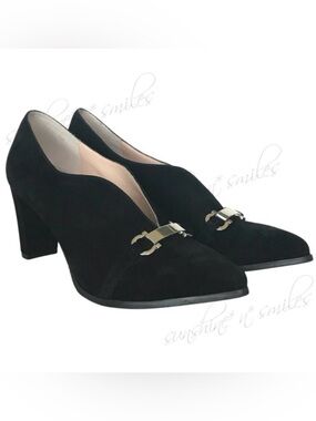 Sacha London “ANAIS” Black Kid Suede Leather Lining Pointed Toe Heel Pump *6.5M